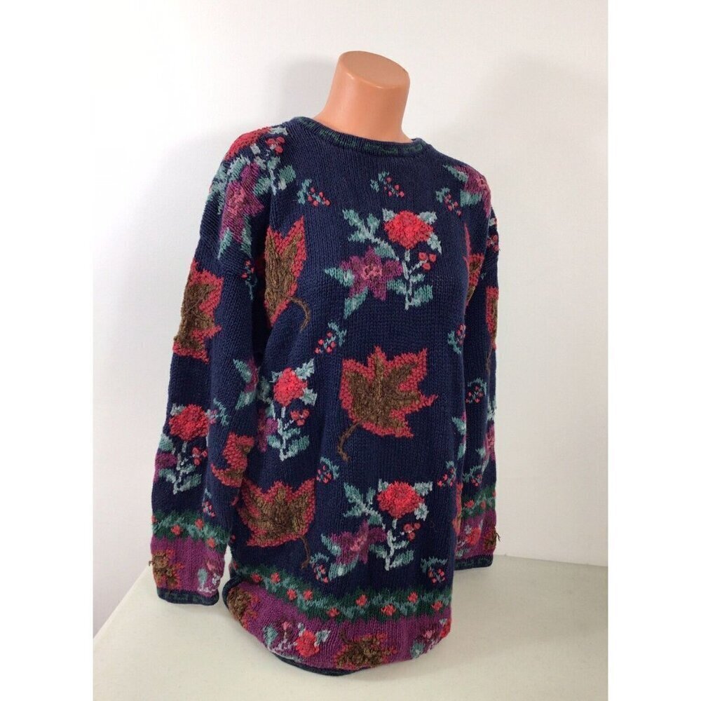 Talbots Vintage Floral Knit Sweater Womens Large